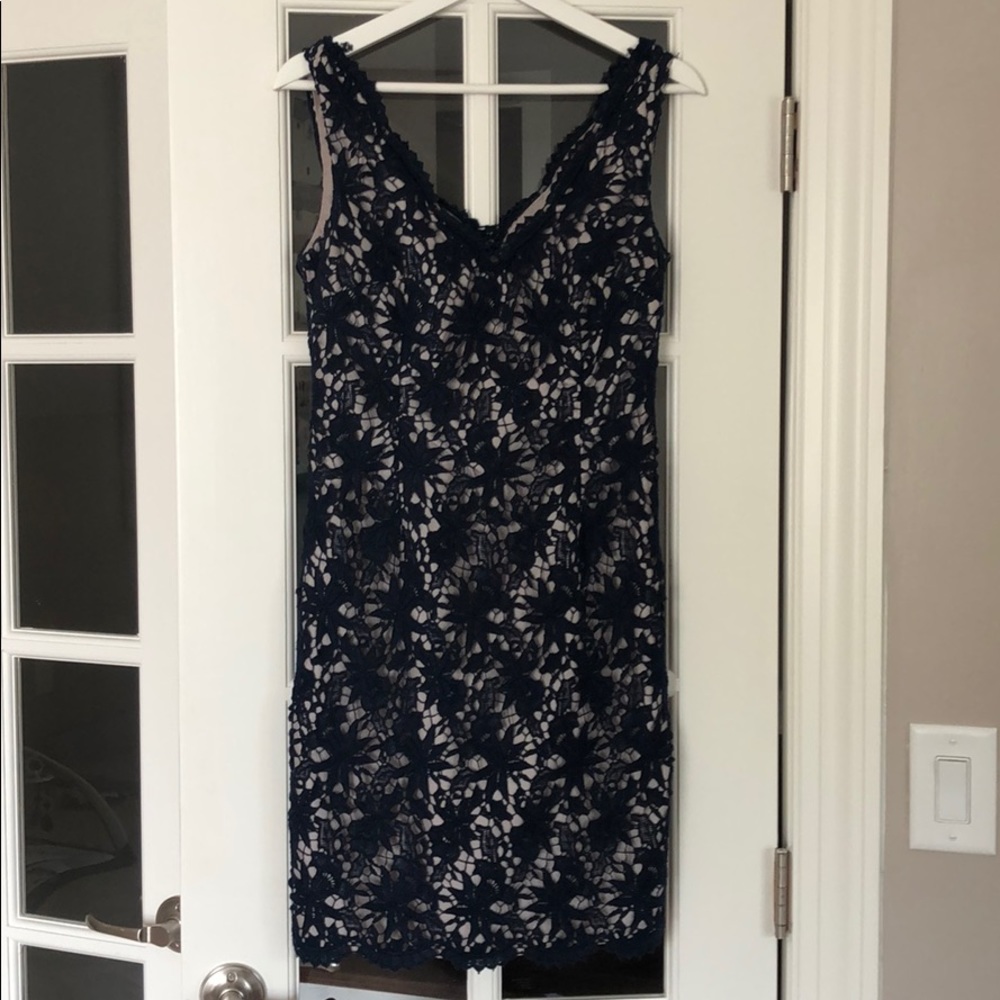 Navy lace cocktail dress